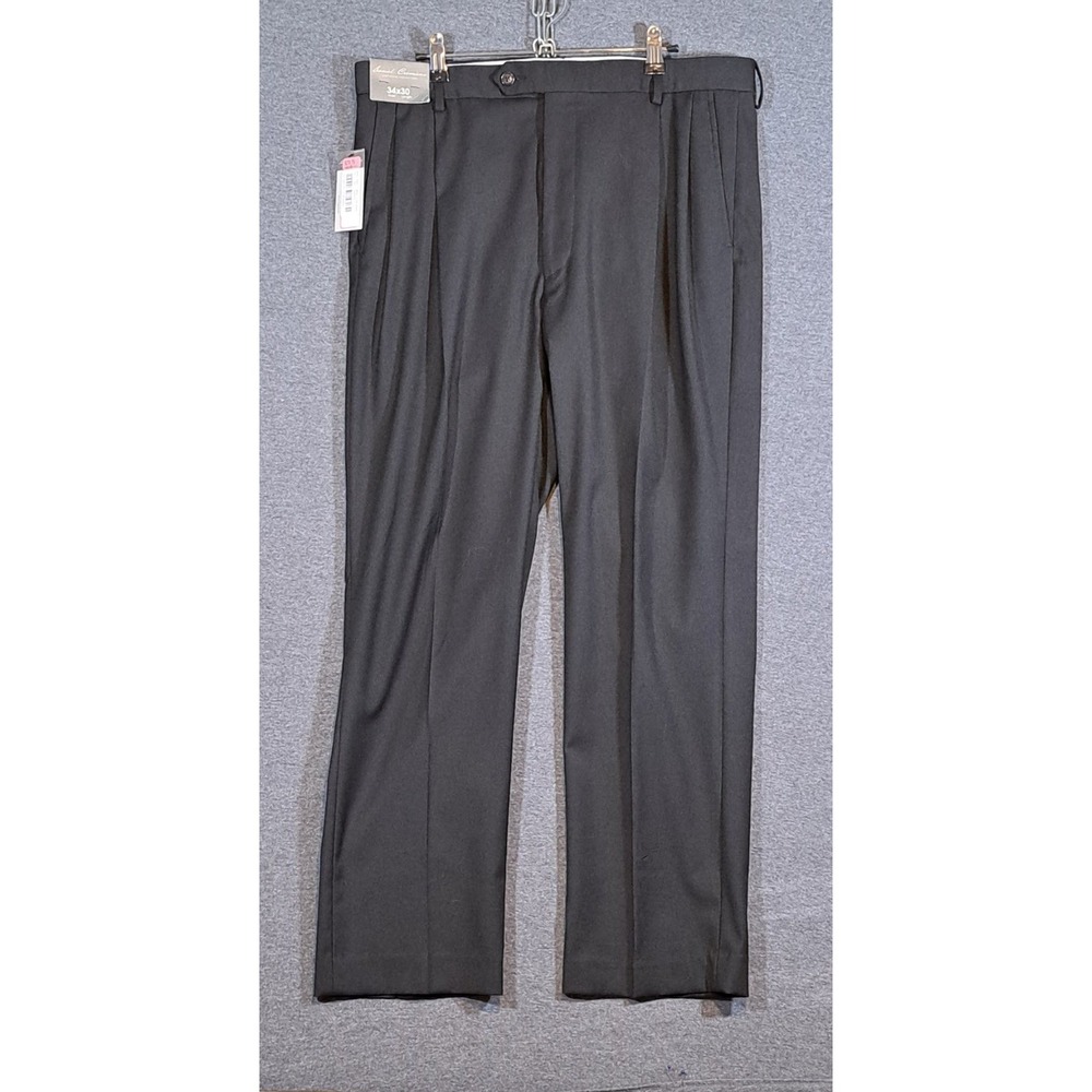 Daniel Cremieux Signature Collection Mens 34x30 Black Pleated Dress Pants NEW